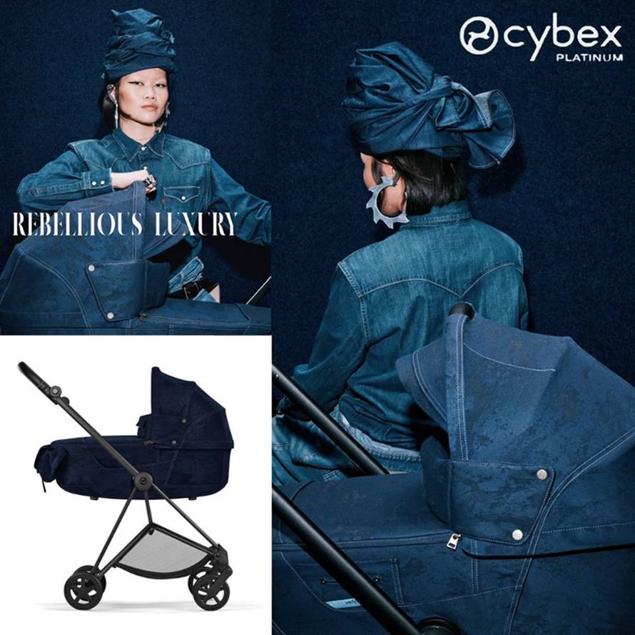Cybex Platinum - Priam 4.0 Rebellious Luxury Denim Blue – ekskluzywny wózek dziecięcy w jeansowym stylu.
